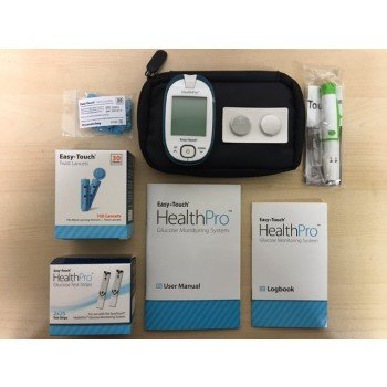 HealthPro Complete Diabetic Blood Glucose Testing Kit : Meter, 50 Test Strips, 100 GET•WELL  Lancets, Adjustable Lancing Device, Logbook & Manual