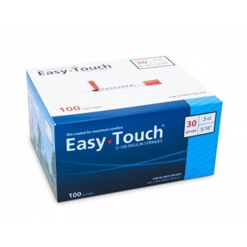 EasyTouch® U-100 Insulin Syringes 30g 0.5cc 5/16" Needle Length - Box of 100 