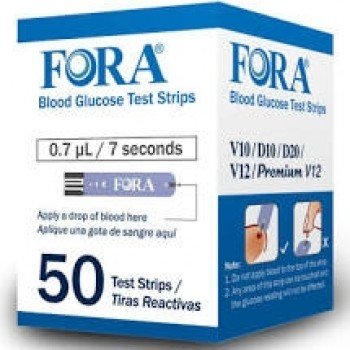 FORA V10/D10/D20/V12/Premium V12 Blood Glucose Test Strips - Box of 50