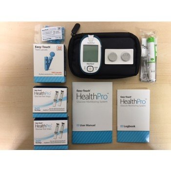 HealthPro Complete Diabetic Blood Glucose Testing Kit : Meter, 100 Test Strips, 100 GET•WELL Lancets, Adjustable Lancing Device, Logbook & Manual