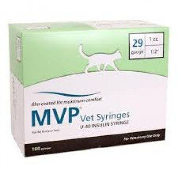 MVP® Vet Syringes U-40 Insulin Syringe 29g 1cc 1/2" Needle Length - Box of 100